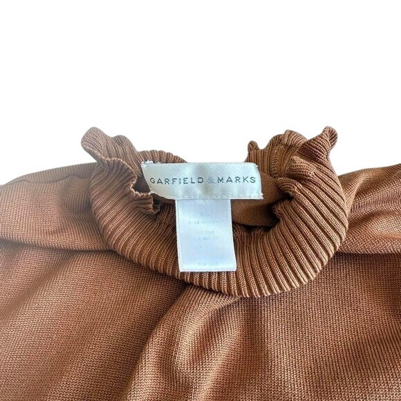Garfield and Marks Sweater Women's XS Brown Cocoa Sleeveless Turtleneck Ribbed - Picture 4 of 7